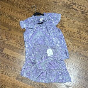 Anthropologie Purple Ruffled Tiered Skirt Casual
